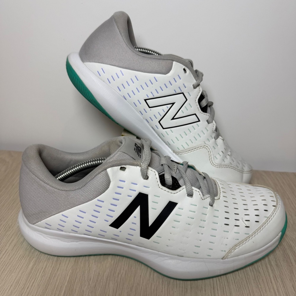New‎ Balance 696v4 White Grey Teal Tennis Shoes WCH696D4 Womens 9.5 D Wide
